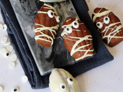 Recette des madeleines au cacao momies d'Halloween